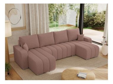 Narożnik KIRASSO U - uniwersalny - różowy, boucle