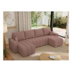 Narożnik KIRASSO U - uniwersalny - różowy, boucle