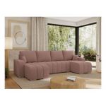 Narożnik KIRASSO U - uniwersalny - różowy, boucle