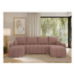 Narożnik KIRASSO U - uniwersalny - różowy, boucle