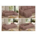 Narożnik KIRASSO U - uniwersalny - różowy, boucle