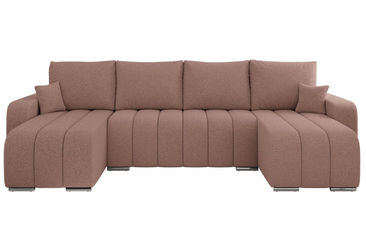 Narożnik KIRASSO U - uniwersalny - różowy, boucle