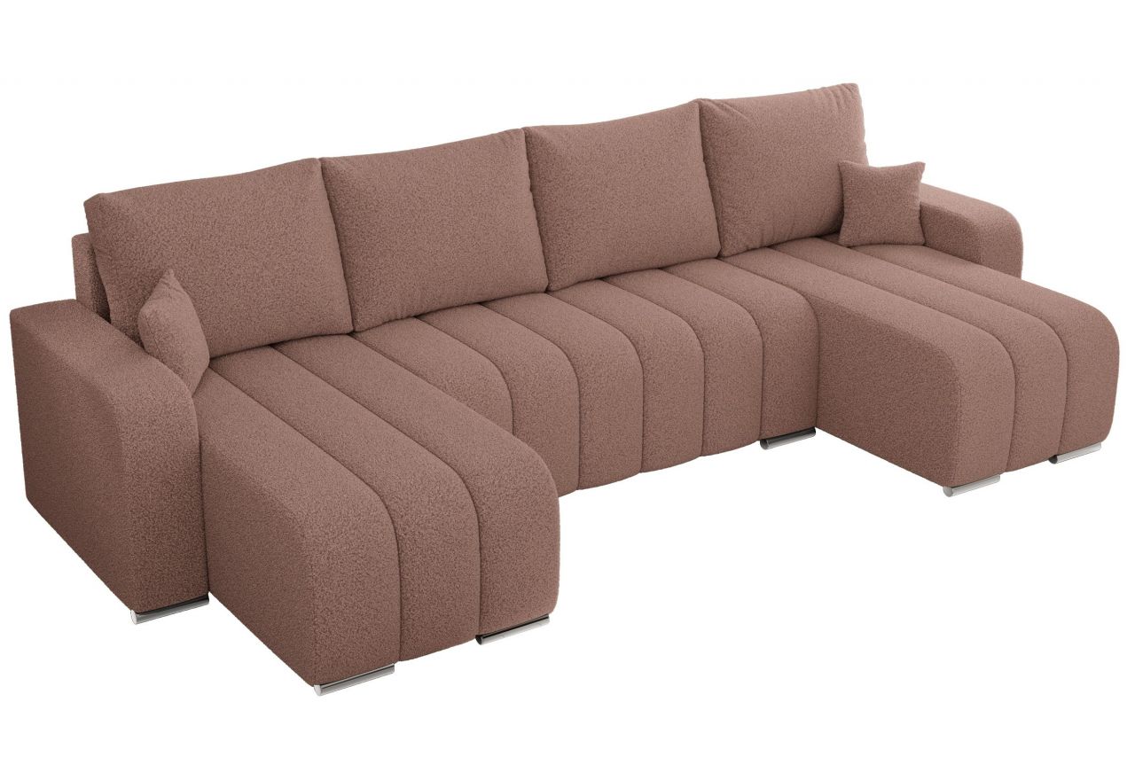 Narożnik KIRASSO U - uniwersalny - różowy, boucle