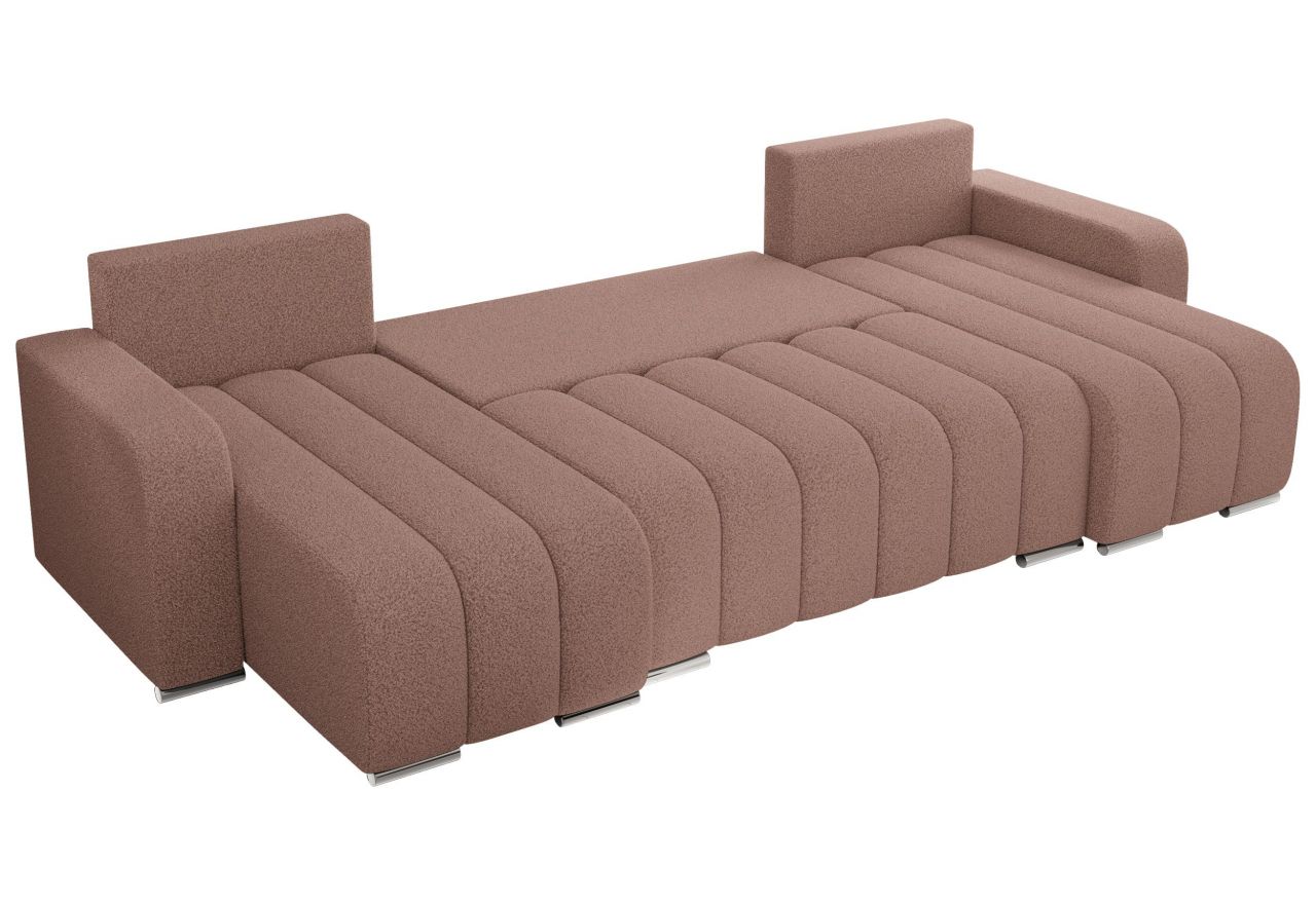 Narożnik KIRASSO U - uniwersalny - różowy, boucle