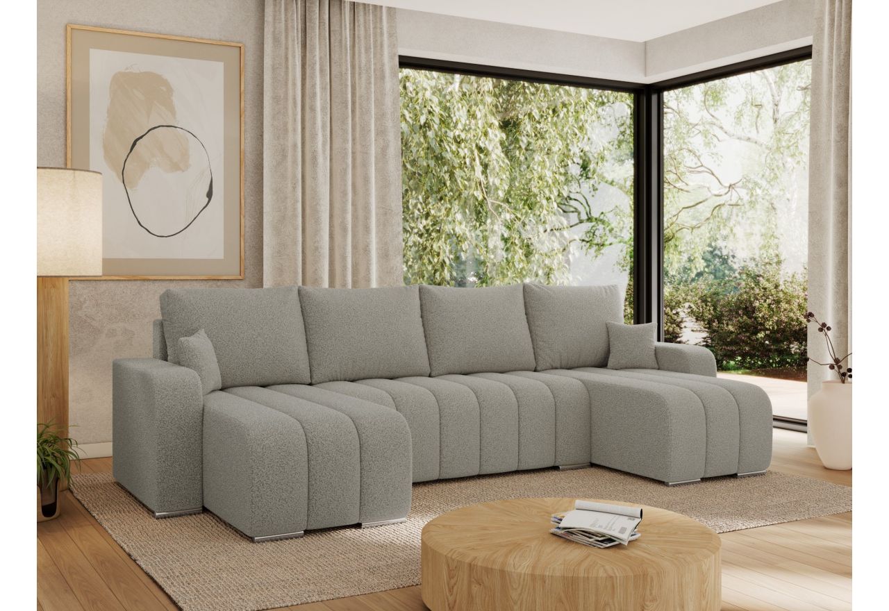 Narożnik KIRASSO U - uniwersalny - jasnoszary, boucle