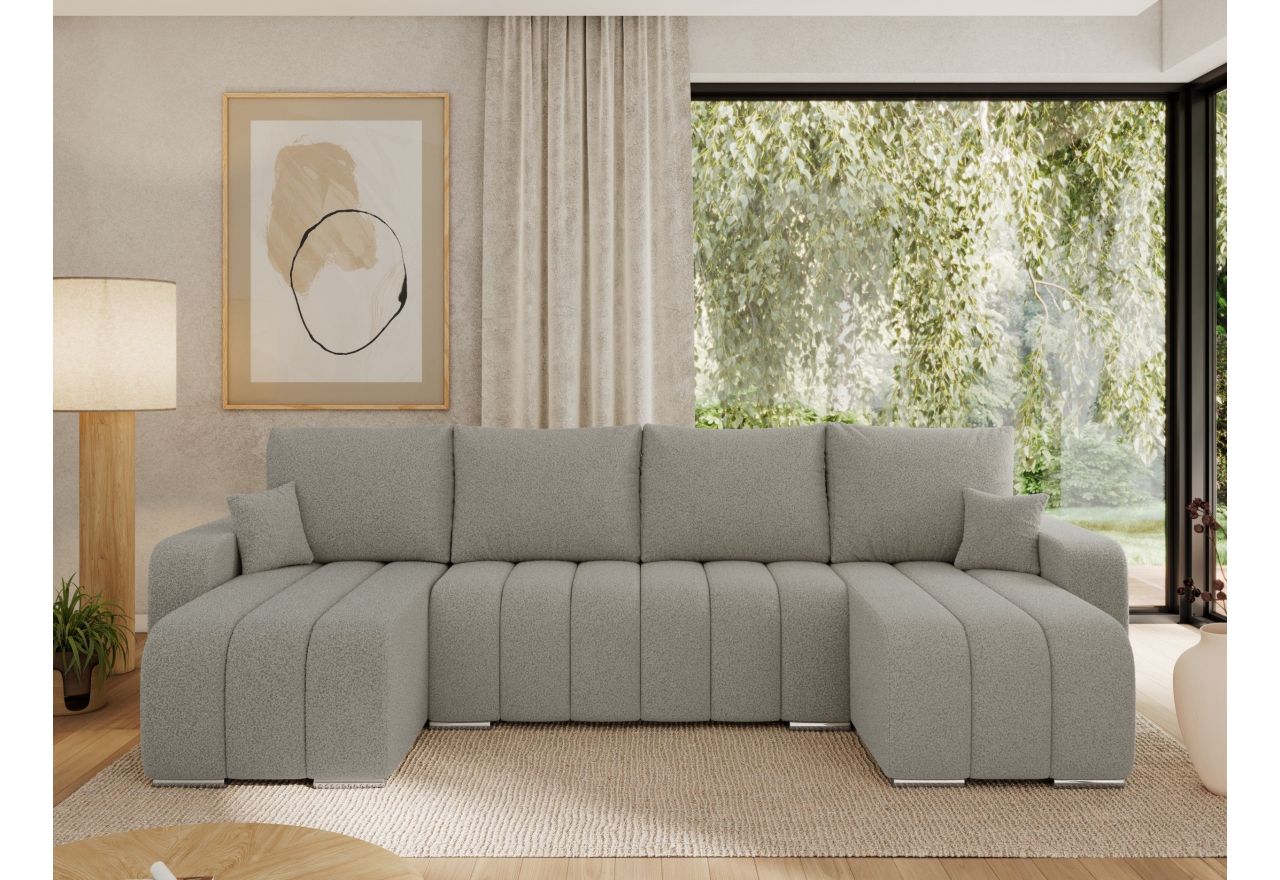 Narożnik KIRASSO U - uniwersalny - jasnoszary, boucle