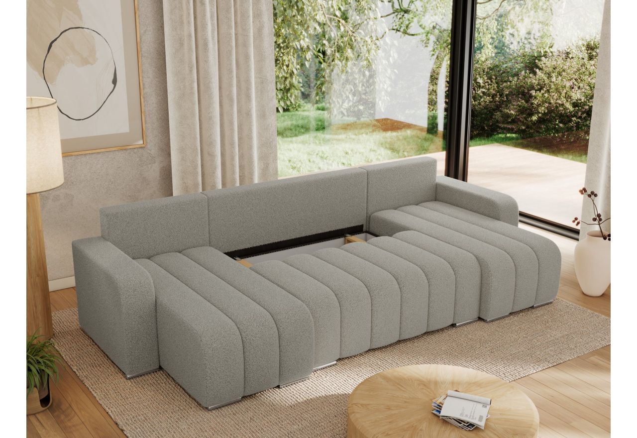 Narożnik KIRASSO U - uniwersalny - jasnoszary, boucle