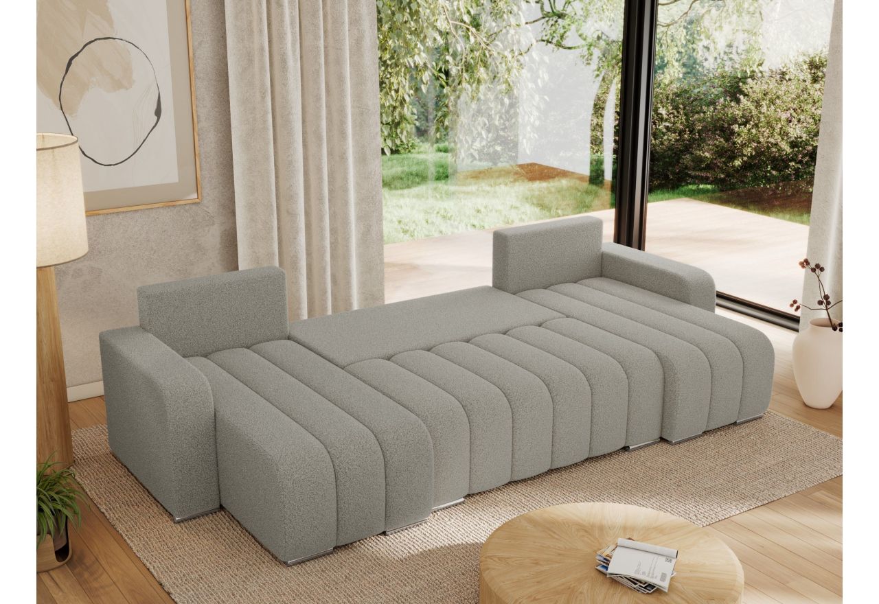 Narożnik KIRASSO U - uniwersalny - jasnoszary, boucle