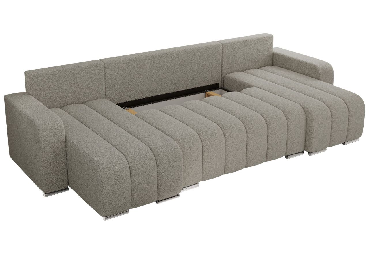 Narożnik KIRASSO U - uniwersalny - jasnoszary, boucle