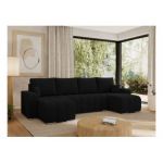 Narożnik KIRASSO U - uniwersalny - czarny, boucle