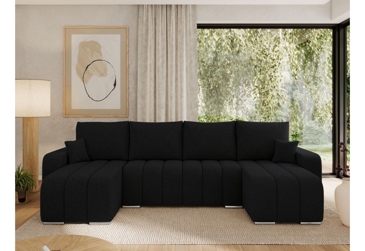 Narożnik KIRASSO U - uniwersalny - czarny, boucle