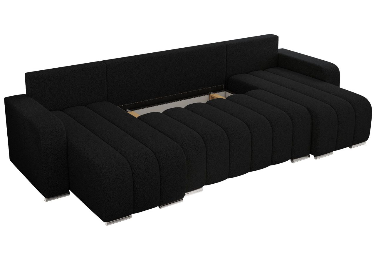 Narożnik KIRASSO U - uniwersalny - czarny, boucle