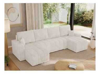 Narożnik KIRASSO U - uniwersalny - beżowy, sztruks