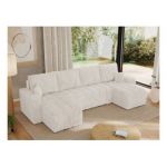 Narożnik KIRASSO U - uniwersalny - beżowy, sztruks