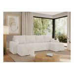 Narożnik KIRASSO U - uniwersalny - beżowy, sztruks