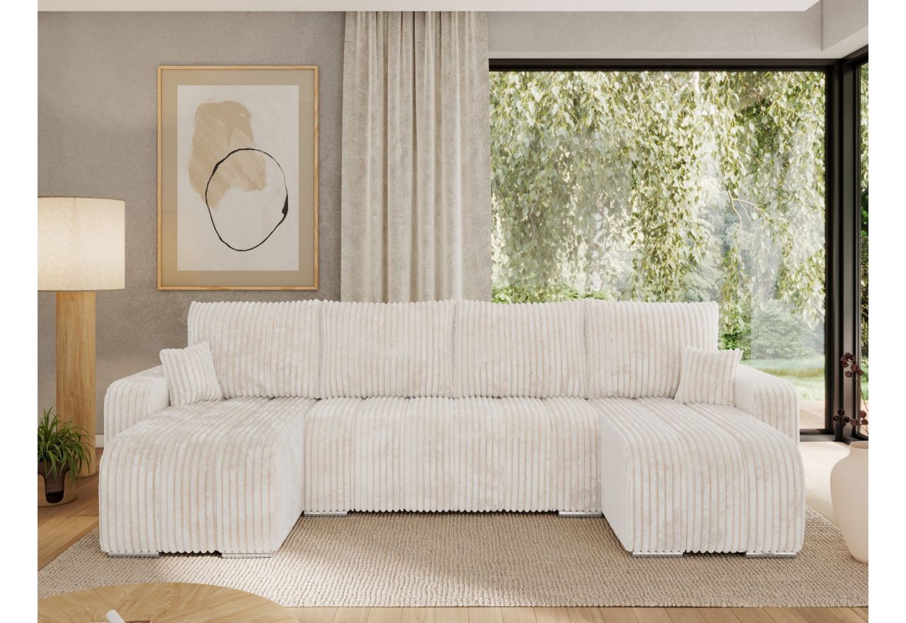 Narożnik KIRASSO U - uniwersalny - beżowy, sztruks