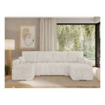 Narożnik KIRASSO U - uniwersalny - beżowy, sztruks