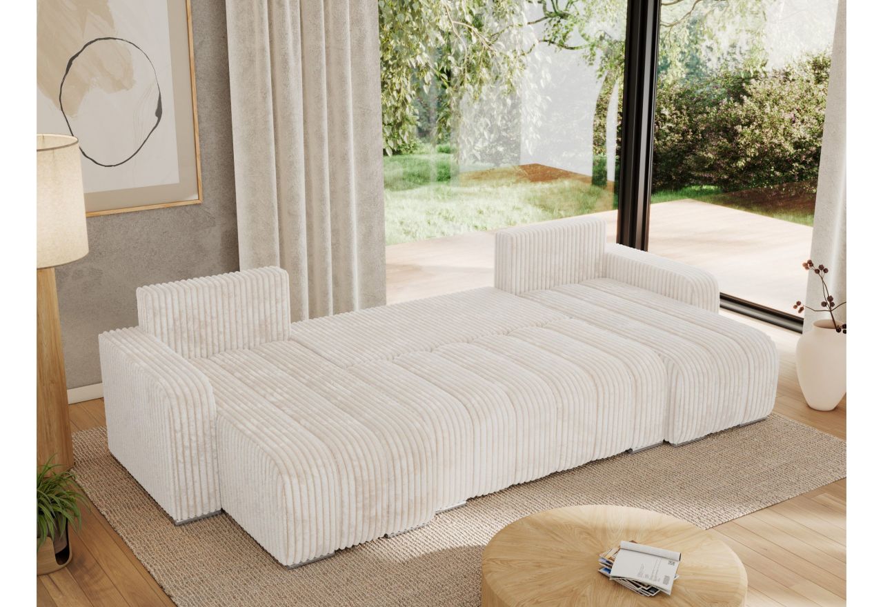 Narożnik KIRASSO U - uniwersalny - beżowy, sztruks