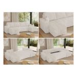 Narożnik KIRASSO U - uniwersalny - beżowy, sztruks