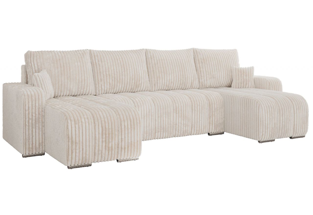 Narożnik KIRASSO U - uniwersalny - beżowy, sztruks