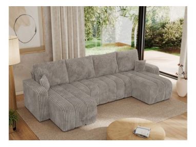 Narożnik KIRASSO U - uniwersalny - jasnobrązowy, sztruks