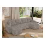 Narożnik KIRASSO U - uniwersalny - jasnobrązowy, sztruks