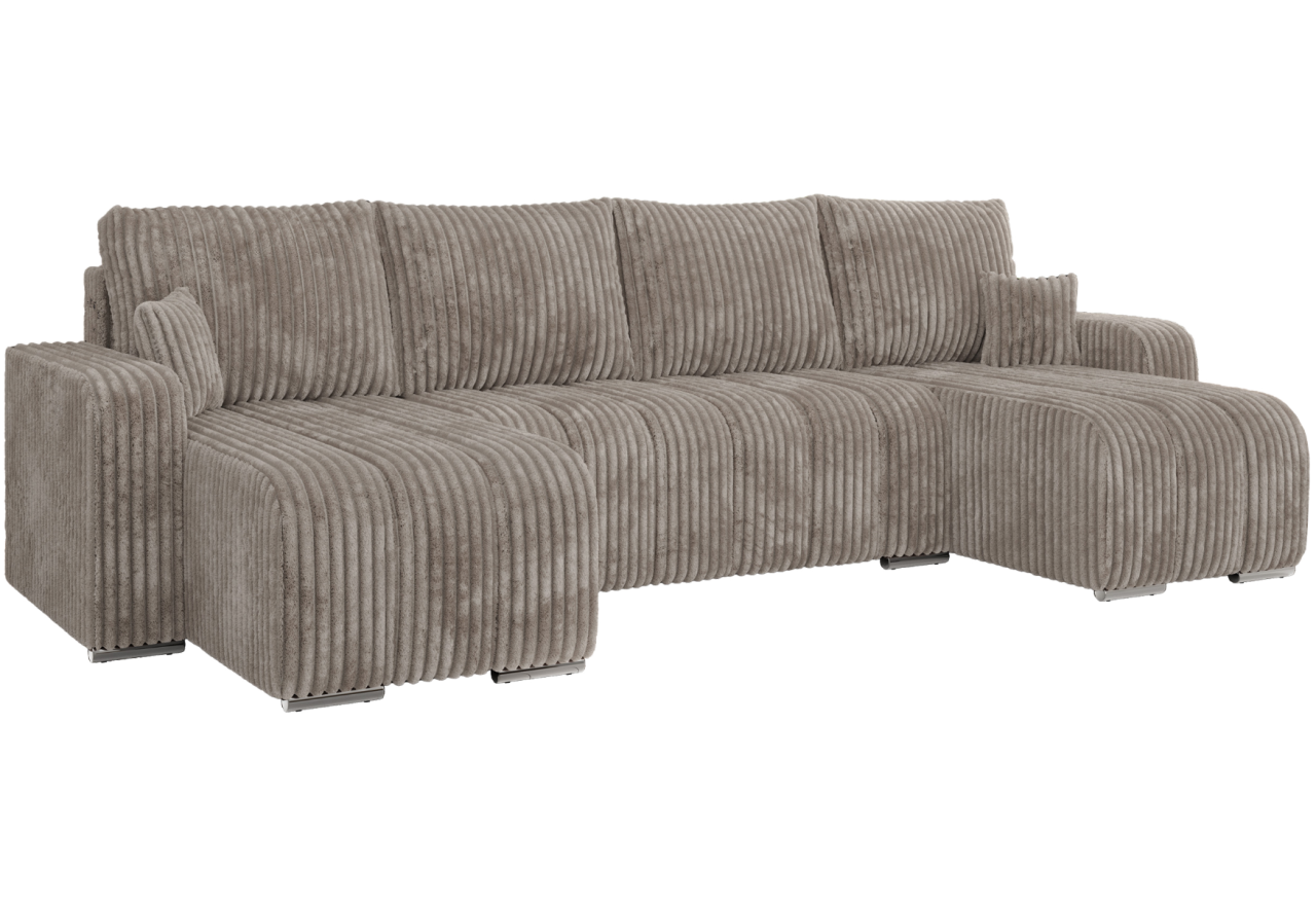 Narożnik KIRASSO U - uniwersalny - jasnobrązowy, sztruks