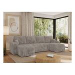 Narożnik KIRASSO U - uniwersalny - jasnobrązowy, sztruks