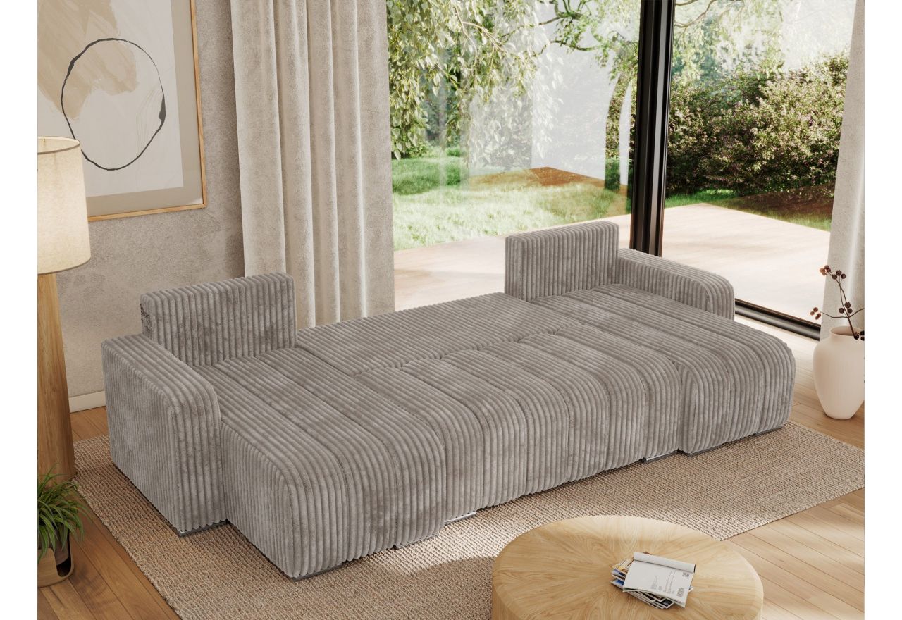 Narożnik KIRASSO U - uniwersalny - jasnobrązowy, sztruks