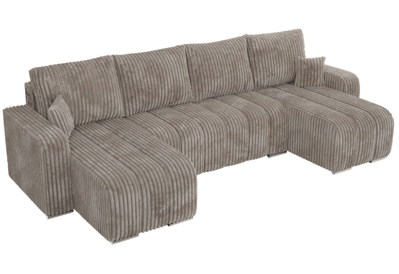 Narożnik KIRASSO U - uniwersalny - jasnobrązowy, sztruks