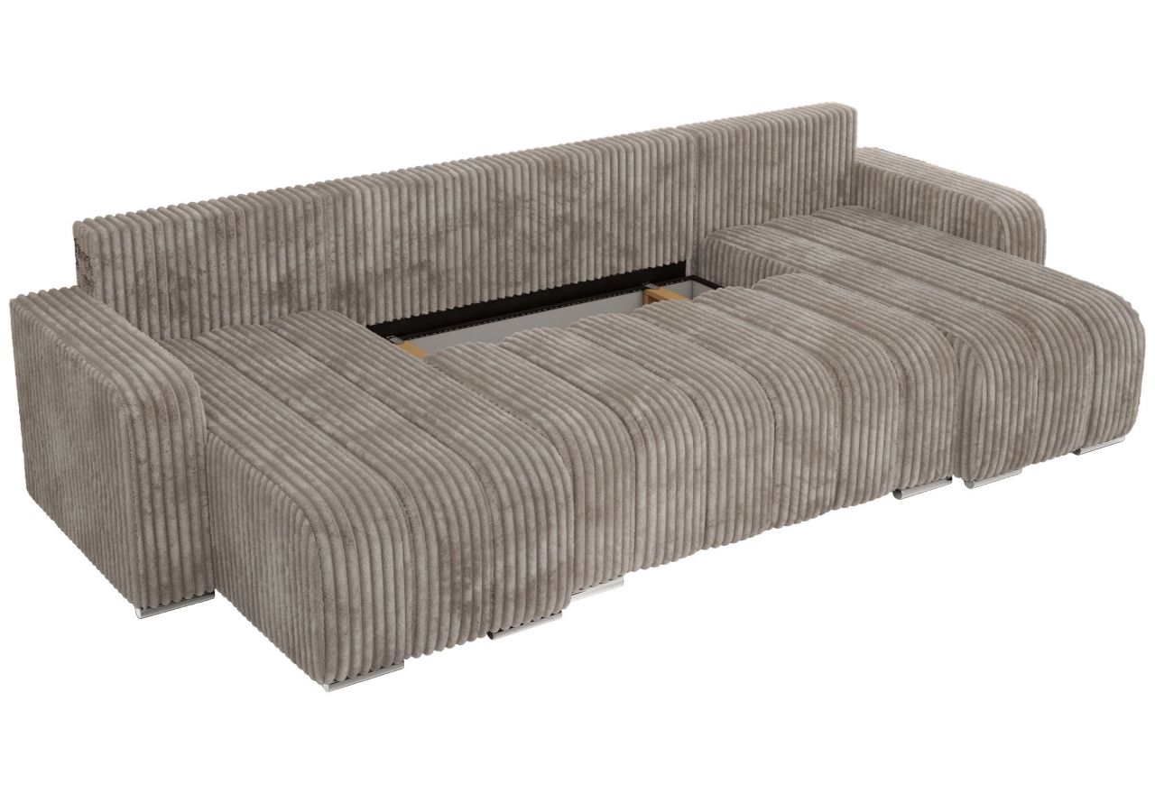 Narożnik KIRASSO U - uniwersalny - jasnobrązowy, sztruks