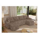 Narożnik KIRASSO U - uniwersalny - brązowy, sztruks