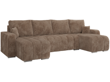 Narożnik KIRASSO U - uniwersalny - brązowy, sztruks