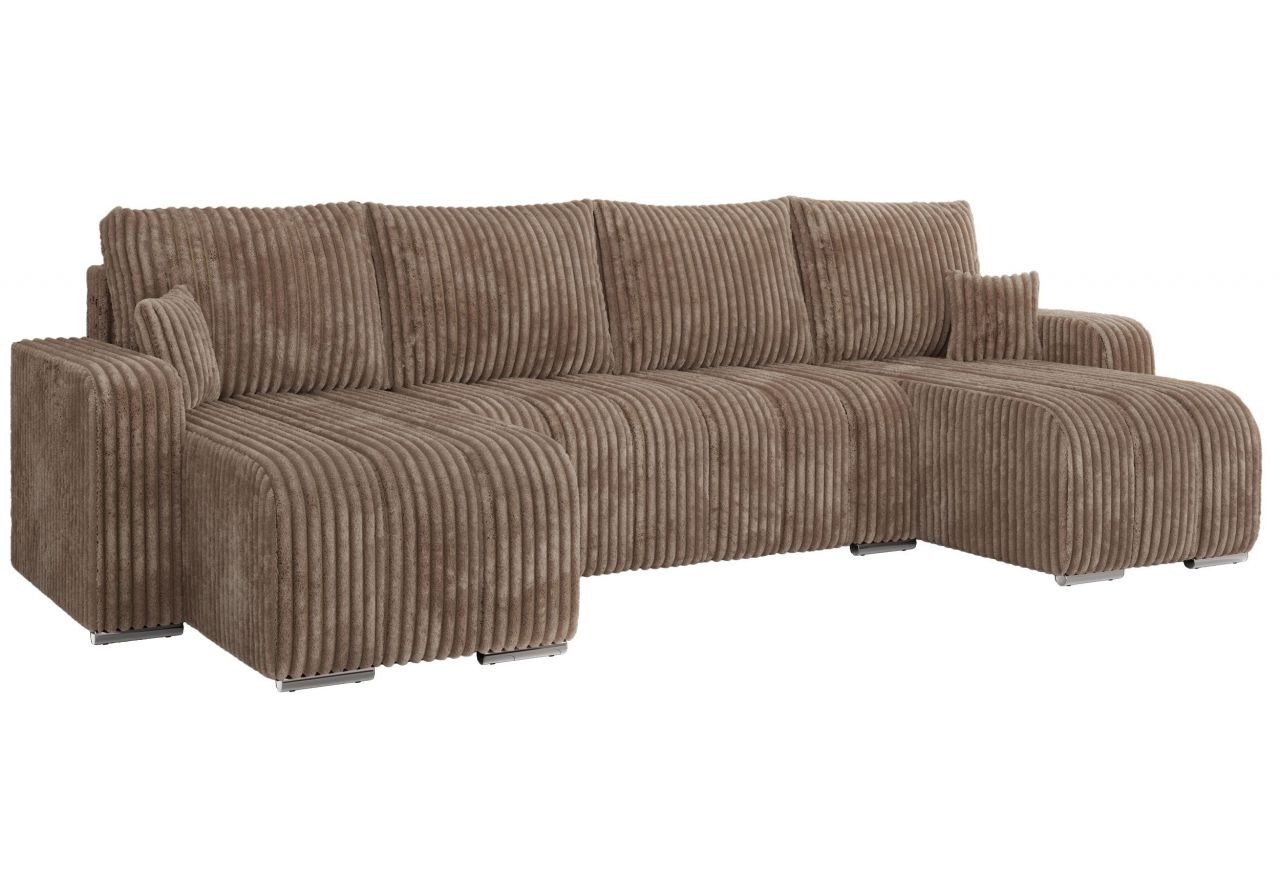 Narożnik KIRASSO U - uniwersalny - brązowy, sztruks