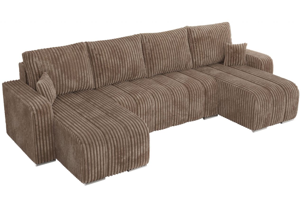 Narożnik KIRASSO U - uniwersalny - brązowy, sztruks