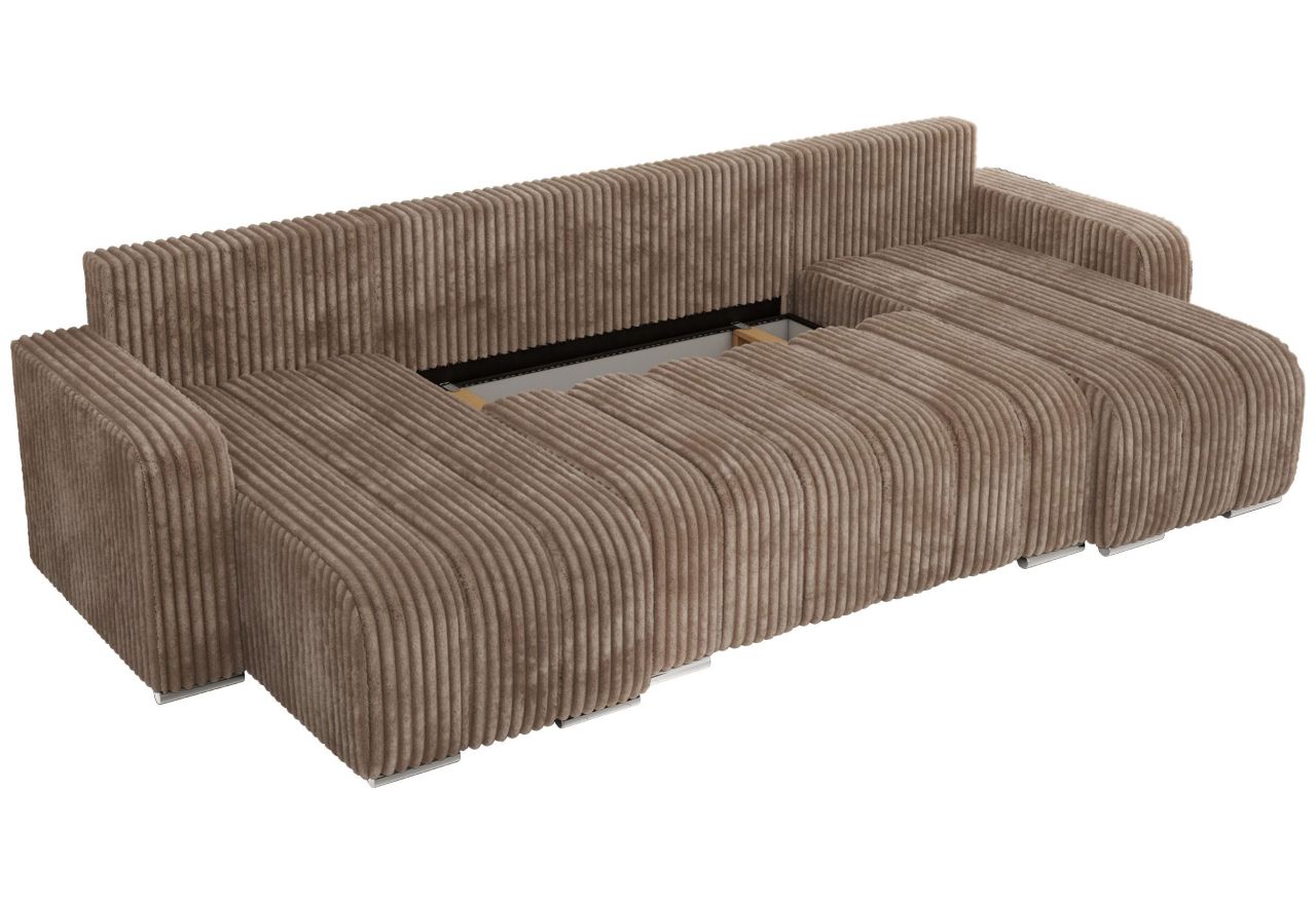 Narożnik KIRASSO U - uniwersalny - brązowy, sztruks