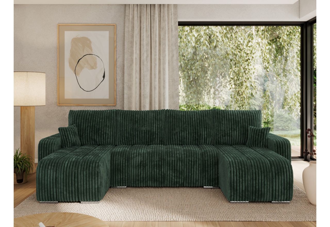 Narożnik KIRASSO U - uniwersalny - zielony, sztruks