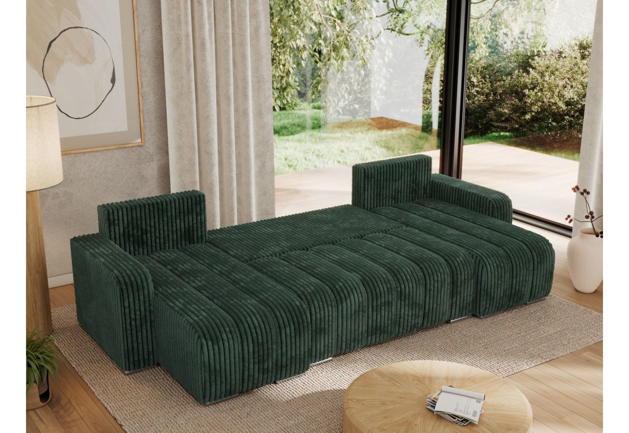 Narożnik KIRASSO U - uniwersalny - zielony, sztruks