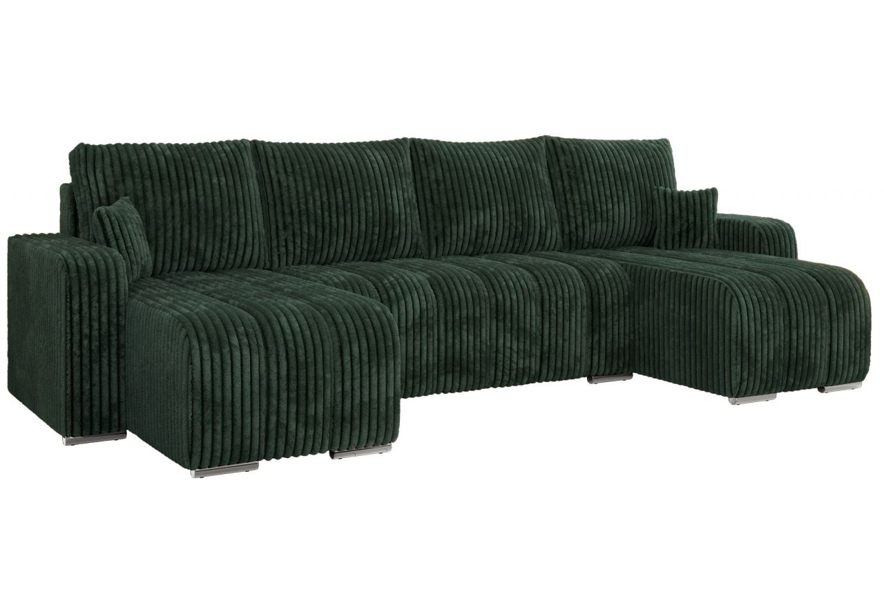 Narożnik KIRASSO U - uniwersalny - zielony, sztruks