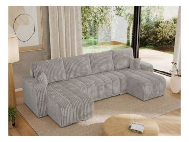 Narożnik KIRASSO U - uniwersalny - jasnoszary, sztruks