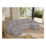 Narożnik KIRASSO U - uniwersalny - jasnoszary, sztruks