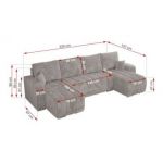 Narożnik KIRASSO U - uniwersalny - jasnoszary, sztruks