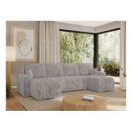 Narożnik KIRASSO U - uniwersalny - jasnoszary, sztruks