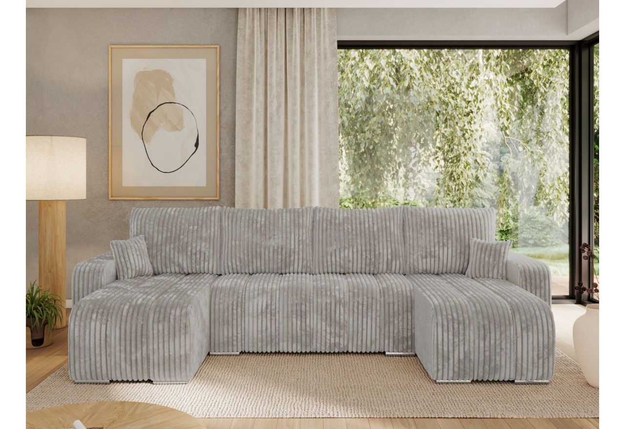 Narożnik KIRASSO U - uniwersalny - jasnoszary, sztruks