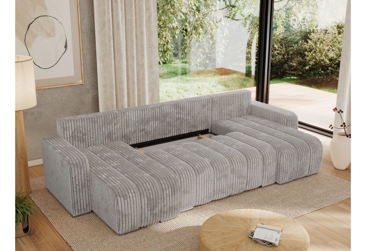 Narożnik KIRASSO U - uniwersalny - jasnoszary, sztruks