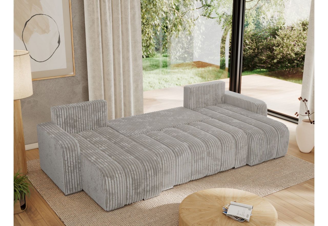 Narożnik KIRASSO U - uniwersalny - jasnoszary, sztruks