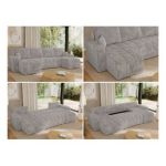 Narożnik KIRASSO U - uniwersalny - jasnoszary, sztruks