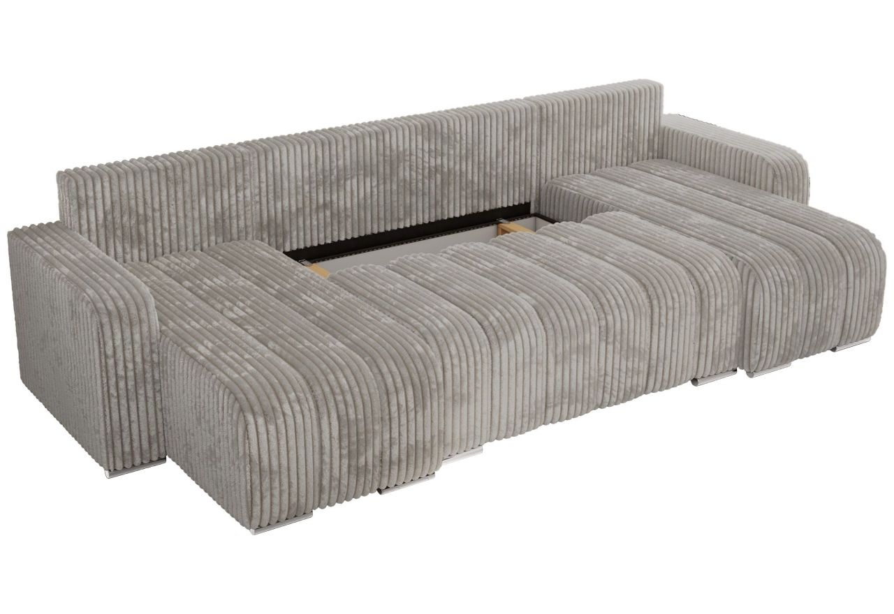 Narożnik KIRASSO U - uniwersalny - jasnoszary, sztruks