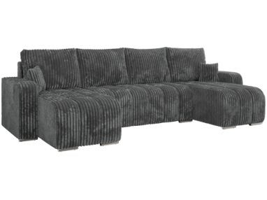 Narożnik KIRASSO U - uniwersalny - szary, sztruks