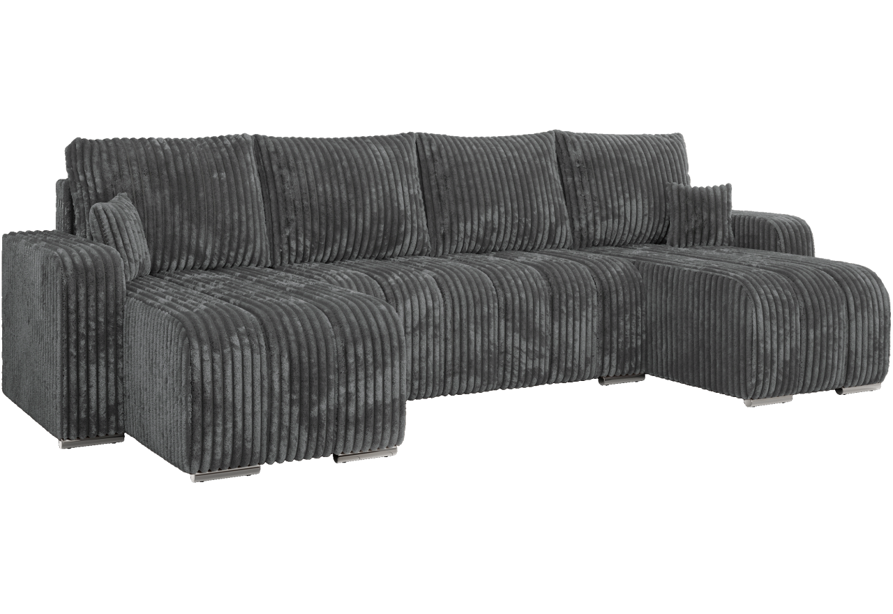 Narożnik KIRASSO U - uniwersalny - szary, sztruks